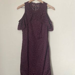 WHBM Cold-Shoulder Cabernet Lace Sheath Dress Size 8